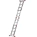 LANBITOU Ladder, A Frame 4 Step Ladder Extension, 14 FT Anti-Slip Multi Position & Storage Folding Ladder, 330 lbs Security Load Telescoping Aluminum Ladders for Stairs Home Indoor Outdoor Roof