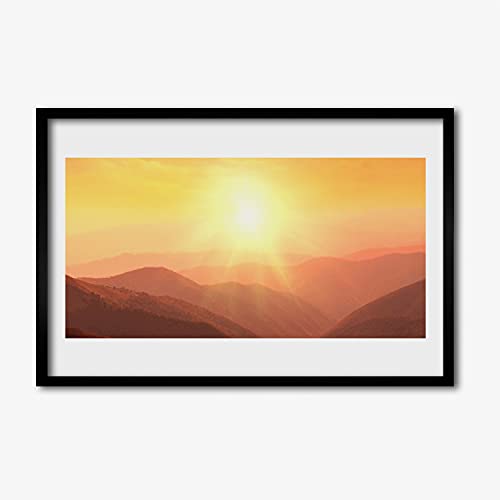 Affiche encadrée soleil et montagne 60x40 cm pour illuminer votre salon