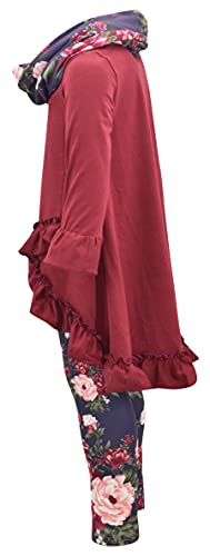 Image of Unique Baby Girls Kids Toddler 3pc Outfit Set Long Sleeve Cotton Blend Tunic Top Leggings and Scarf