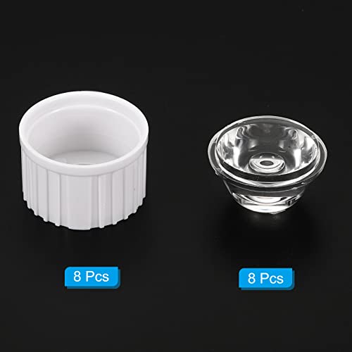 Image of PATIKIL 20mm LED Lens 90 Degree with Plastic Holder, 8 Set Acrylic Optical Lenses for 1W 3W High Power LED Light, White /Transparent