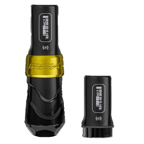FK Irons - Flux Max Tattoo Machine - Gold Stealth - Tattoo Pen Includes 2 PowerBolt 2.0 For 10 Hours of Battery - 3.2mm Stroke