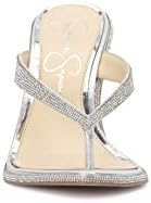 Jessica Simpson Women's Pules Embellished High Heel Sandal Heeled, Silver, 8 | Image 1