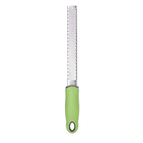 Image of Baskety Lemon Zester & Cheese Grater - Parmesan Cheese, Lemon, Ginger, Garlic, Vegetables, Fruits - Razor-Sharp Stainless Steel Blade Protective Cover, Dishwasher Safe 13 Inch (Green)