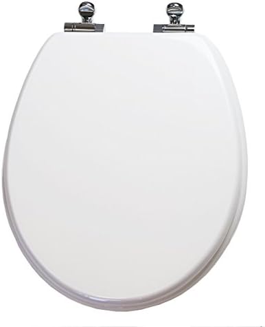 TOPSEAT 6TSUR9999SL 000 Round Toilet Seat with Metal Hinges, White