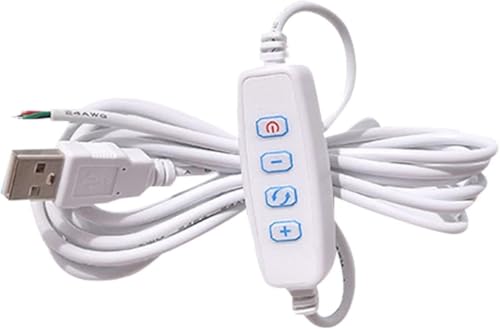 White DC5V LED Dimmer Extension Cord USB-Port Power Supply Cable Dimming Controller for LED Lights Ribbon Lights Tape Lights USB-Port Power Cable for Led Light Bulb Lamps Dimmer Switches