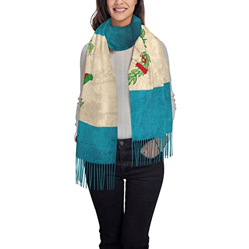 Guatemala Flag Proud Guatemalan Vintage Poncho Winter Large Scarf Shawl Bandana Neck Wrap For Women