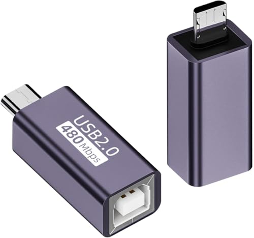 Image of ETZIN Micro USB Male to USB B Female Printer Connector Micro USB Plug to MIDI Jack Electronic Instrument Adapter 480Mbps 7W Charging, Al Housing, for Electronic Piano /Drum Printer Scanner,EPL-1578CC
