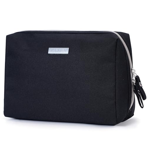 Narwey Makeup Bag Travel Cosmetic Bag Organizer Toiletry Bag Make Up Bags with Compartments for Women Girls (Large, Black)