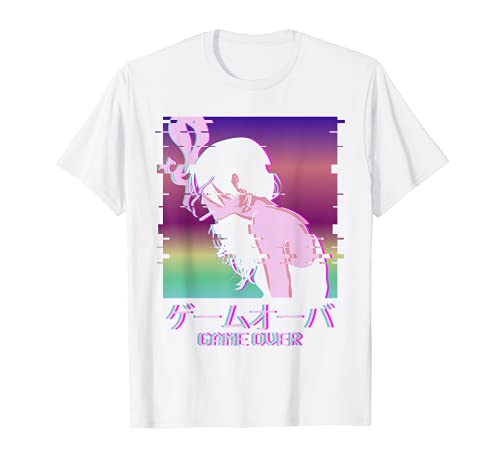 Game Over Japanese Vaporwave Alt Indie Aesthetic Anime Girl T-Shirt