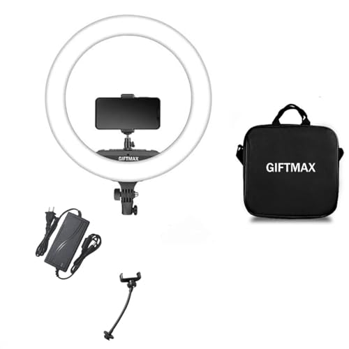 Image of GIFTMAX 18 Inch LED Ring Light| 2 Color Modes & Dimmable Brightness | Remote Control | for YouTube, Makeup, Vlogging, Video Shoot, Live Streaming | Compatible with iPhone & Android