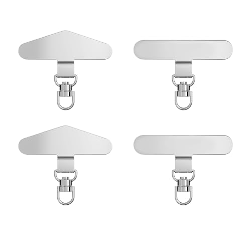 Rieoany 4 Piezas Parches para Teléfono Móvil, Correa Movil Colgar, Colgante para Teléfono Móvil de Metal de Acero Inoxidable, Compatibles con La Mayoría de Phones