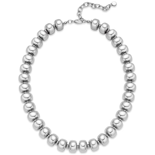 LILIE&WHITE Silver Beaded Collar Necklace for Women Chic Chunky Bead Summer choker Trendy Statement Necklace Jewelry Gift for Her