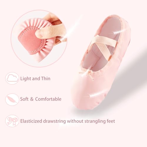Triple Deer Ballet Shoes For Girls, Lace-Up Pu Dance Practice Slippers Split Soft Leather Flat Sole Yoga Gymnastics Shoes Ballet Pink  thumb #4