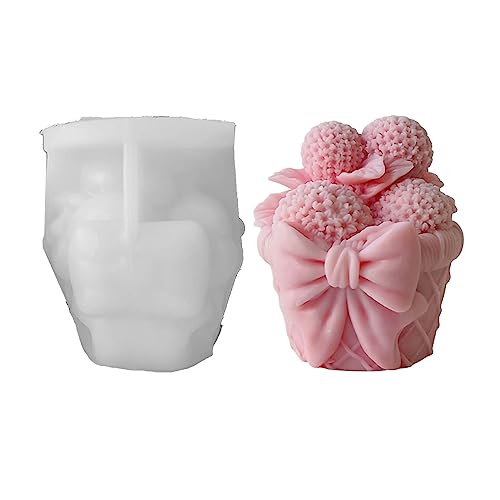 Vela perfumada Decoración tridimensional Gran Día de San Valentín Bola de flores redonda Molde de silicona Cesta de flores Forma