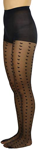 Image of ToBeInStyle Women's Valentine Day Themed Opaque Sheer Pantyhose w /Heart Love