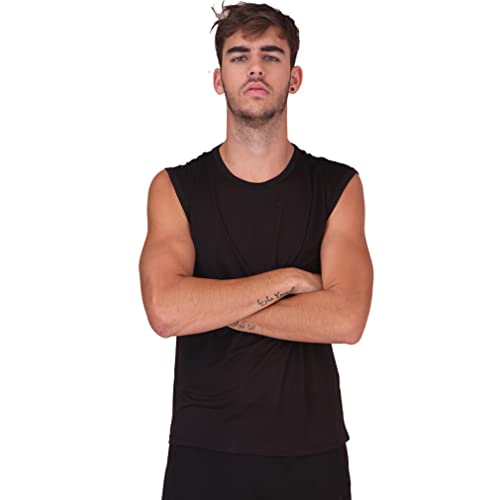 Forever Angel Men's 100% Silk Stretchy Muscle Tank Top Gym Training Shirt