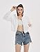 Women's Long Sleeve Crop Workout Tops Zip Up Hoodies Sweatshirts (White, Medium)