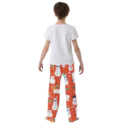 Boys' Pants Christmas Cute Snowman Colorful Long Bottoms Jogger Pants Elastic Waist Trousers with Pockets S-XL3