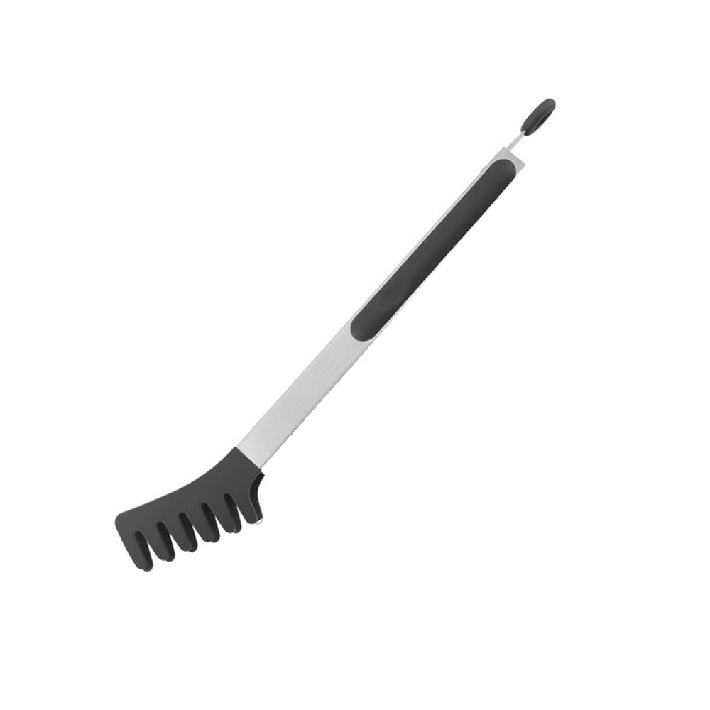 Pinzas grandes de acero inoxidable negro de 12 pulgadas con puntas de silicona, pinzas de espagueti, utensilios de servidor de pasta para fideos, cocina, hornear, barbacoa, herramientas de cocina