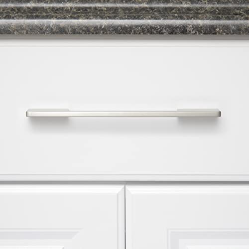 Image of South Main Hardware Wide Modern Die Cast Cabinet Drawer Pull Handle, 6.3 inch Center to Center Hole Spacing, Satin Nickel, Mounting Hardware Included, 10-Pack