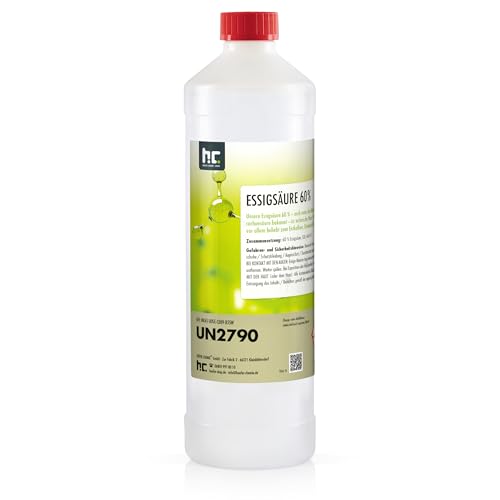Höfer Chemie 1 L Essigsäure 60% - optimaler Reiniger und Entkalker - Premium Qualität Made in Germany