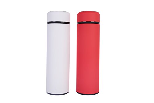 Stainless Steel Water Bottle Tumblers: Bpa Free, Vacuum Insulated Travel Mug With Lid And Removable Fruit And Tea Filter  For Hot Or Cold Beverages - 17 Oz. Infuser Bottles Set Of 2 Soft Red & White #TOP18