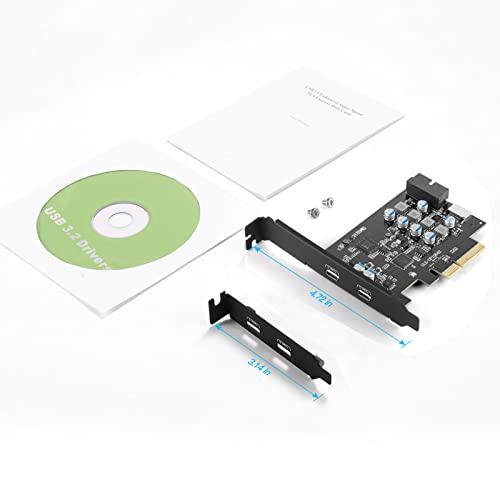 Image of PCIe to USB 3.1 Extension Card with 2 USB C and 2 Internal DIY Port(Type-E,19 Pin USB 3.0 Header) PCI-E Add on Cards 10Gbps PCI Express Front Panel Adapter for Desktop PC