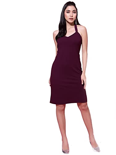 Image of OOMPH! Women Mini /Short Bodycon Dress in Lycra Blend Fabric with Halter Neck and No Sleeves