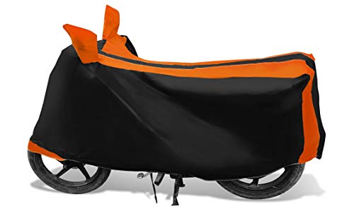 Image of Auto Hub Bike Cover Compatible with RC 200 with Mirror Pocket, Dustproof, Heat Resistant, Triple Stitched, RC 200 Bike Cover- Black, Orange