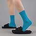 Sakusock Men's Colorful Combed Cotton Crew Socks – Dress Neon Vivid Color Crazy Fashion Socks 4-PACK (7-10, Blue)