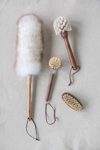 Image of Beech Wood Dish Brush w Leather Strap, Dark Brown, (Pack of 12)