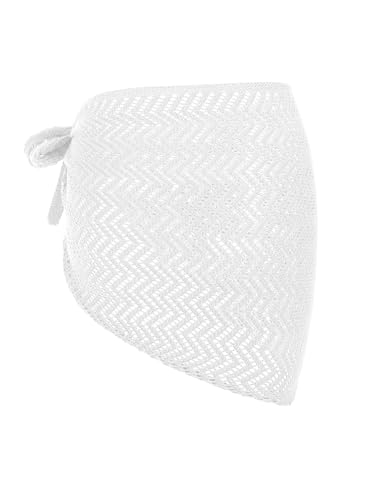 Image of ZAFUL Sarong Coverups for Women Beach Vacation Fishnet See Thru Tie Side Bathing Suit Cover Up Mini Skirt