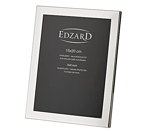 EDZARD Bilderrahmen Prato für Foto 15 x 20 cm, edel versilbert, anlaufgeschützt, mit Samtrücken, inkl. 2 Aufhängern…