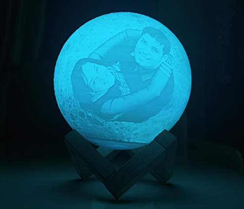 Lampe lune photo multicolore 15 cm avec commande tactile et éclairage LED variable - 2