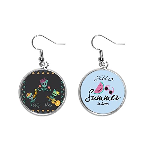 Pendientes de sandía estilo México Undead Festival para lóbulo de mujer en verano
