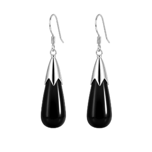 Natural Obsidian Earrings for Women Crystal Dangle Drop Birthstone Jewelry - image 1