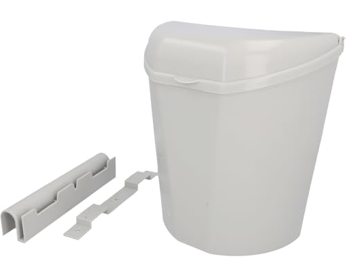 Poubelle avec couvercle et support, gris