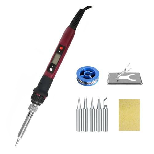 はんだごて セット 80W デジタル電気はんだごて 温度調節可能 LCD ディスプレイ はんだ溶接ごてツールキット DIYや修理に多目的に使える(80W purple set3)