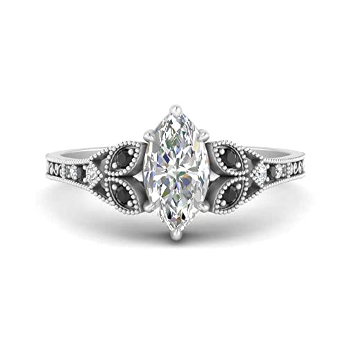 Bague de fiançailles marquise en argent sterling 925 style antique bande fendue taille 47 à 70