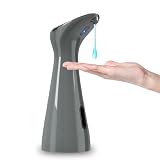 Mamiddle Dispensador de jabón automático de 200 ml, dispensador de jabón líquido sin contacto, con sensor de infrarrojos, para baño, cocina, lavabo, hotel, restaurante (gris brillante)