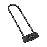 Qqmora Zahlen-Bügelschloss, Hochwertiges Anti-Diebstahl-Vorhängeschloss für Fahrrad-Elektroroller, Rücksetzbares Schloss mit Langem Bügel für Motorräder, Schwarz 13,62', Anwendbar für Fahrräder