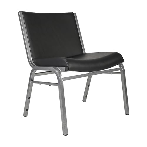 Flash Furniture Hercules Series Big & Tall 1000 lb. Rated Black Vinyl Stack Chair with Ganging Bracket