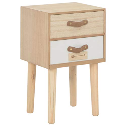 vidaXL Madera Pino Maciza Mesita de Noche 2 Cajones Habitación Dormitorio Aparador Mueble Mobiliario Decoración Casa Hogar Bricolaje 30x25x49,5 cm