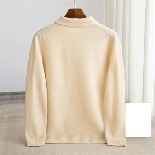 Kelsiop Men's Lapel Merino Wool Sweater Winter Knitted Business Casual Long Sleeved Wool Sweater Pullover3