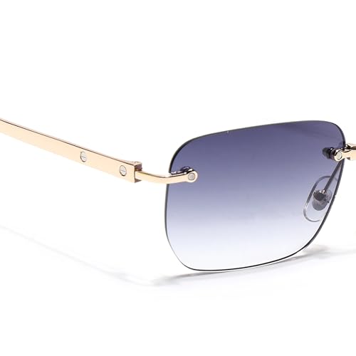Image of Voyage Rimless Polarized Sunglasses for Men & Women (Black Lens | Black Frame - MG7601)