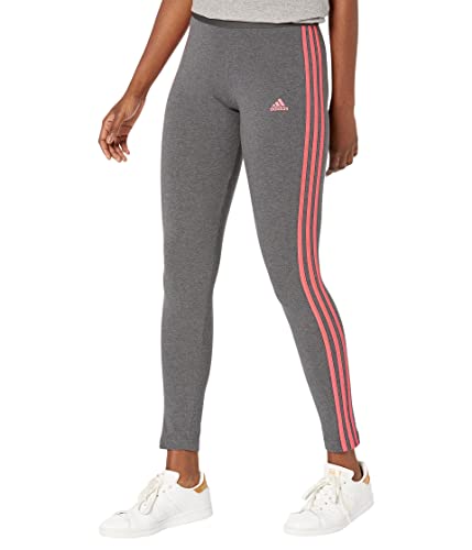 adidas Women's Standard Loungewear Essentials 3-Stripes Leggings, Dark Grey Heather/Semi Turbo, XX-Large