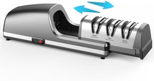 Electric Knife Sharpener, Professional 3-Stage Diamond Sharpening...
