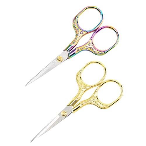 SHINEOFI 2piezas Tijeras Retro De Acero Inoxidable Tijeras Resistentes y Pequeñas Hogar Para Cortar Hilo De Coser Para Sastre y Útiles Escolares