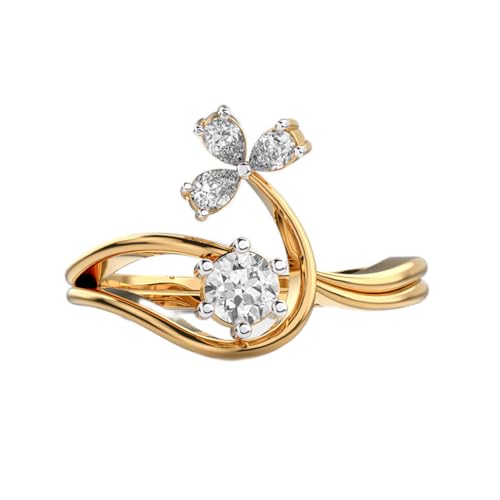 Bague en argent 925 demi-fleur céleste plaqué or, le cadeau de luxe idéal