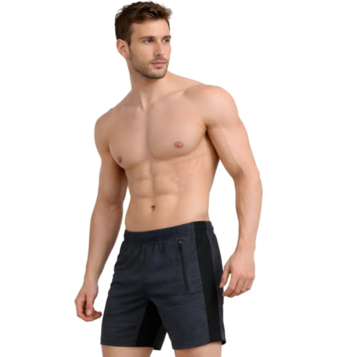 Image of GYMIFIC Men's Sports Shorts | Quick Dry Gym Running Cycling Shorts with Zipper Pocket | Lightweight Stretch Workout Athletic Activewear Shorts for Men
